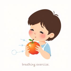 Plakat uspokajający 'Zapach jabłka' — instrukcja oddechu