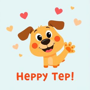 Plakat powitalny z sympatycznym pieskiem