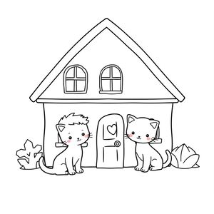 Kolorowanka — prosty domek i zwierzę