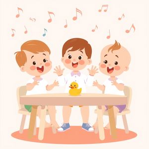 Ilustracja zabawy ruchowej: 'pływanie' kaczuszek