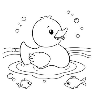 Kolorowanka: gumowa kaczuszka na wodzie