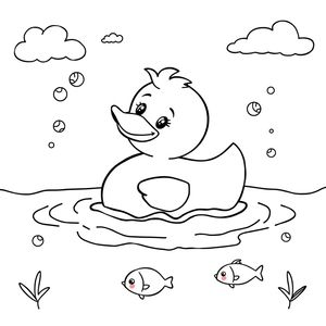 Kolorowanka: gumowa kaczuszka na wodzie