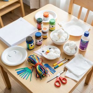 Stanowisko z materiałami — ustawienie na stole