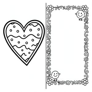 Strona do kolorowania — Laurka z dużym sercem