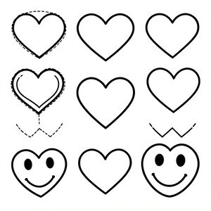 Szablony serc — różne rozmiary (arkusz A4)