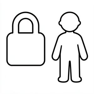 Szablony do wycięcia — kłódka i sylwetka dorosłego