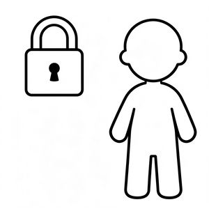 Szablony do wycięcia — kłódka i sylwetka dorosłego