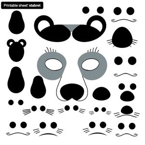 Szablon - elementy dekoracyjne: nos, oczy, wąsy