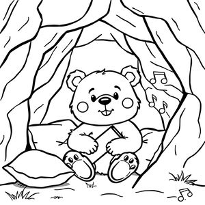 Kolorowanka: Niedźwiadek w jaskini