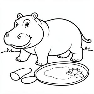 Kolorowanka — hipopotam dla maluchów