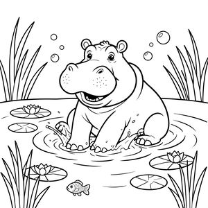 Kolorowanka: Hipopotam w rzece