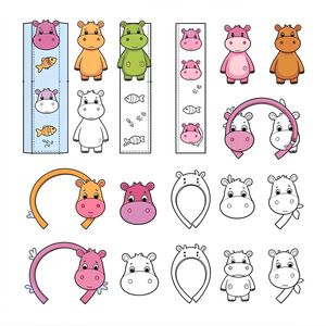 Szablon opasek na głowę (hipopotam)