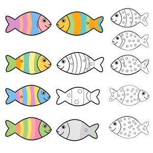 Papierowe rybki do ćwiczeń chwytu (szablon)