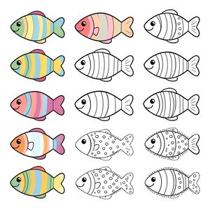 Papierowe rybki do ćwiczeń chwytu (szablon)