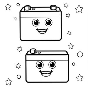 Kolorowanka: Postać baterii — prosty rysunek do kolorowania