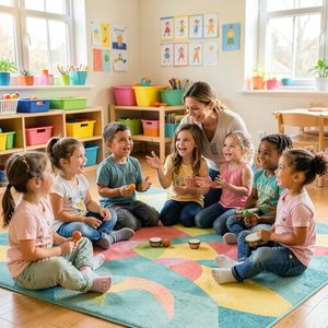 Powitanie w kręgu — dzieci śpiewają