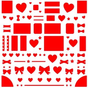 Arkusz dekoracji — czerwone ozdoby i naklejki