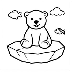 Kolorowanka: niedźwiedź polarny na lodzie — prosty rysunek