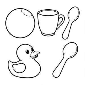 Kolorowanka: proste przedmioty do powtarzania słów