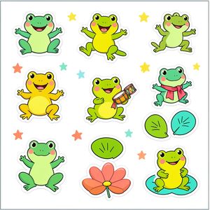 Arkusz naklejek — małe żabki