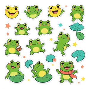 Arkusz naklejek — małe żabki