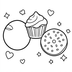 Kolorowanka — bułeczka i babeczka