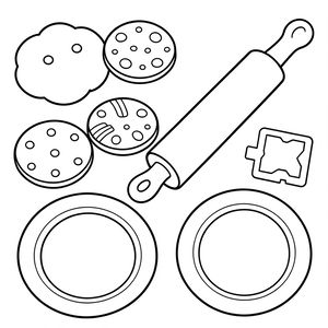 Kolorowanka: bułeczki, ciasteczka i narzędzia