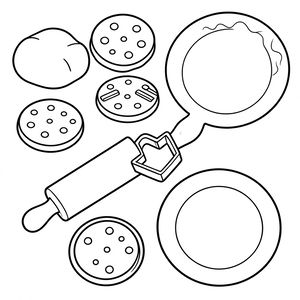 Kolorowanka: bułeczki, ciasteczka i narzędzia