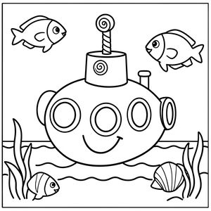Kolorowanka: Łódź podwodna