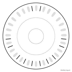 Szablon — papierowy talerzyk / okrąg z pomocnymi liniami