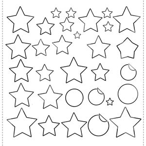 Szablon naklejek — arkusz gwiazdek i kółek