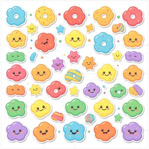 Arkusz naklejek — kolorowe płatki i elementy dekoracyjne