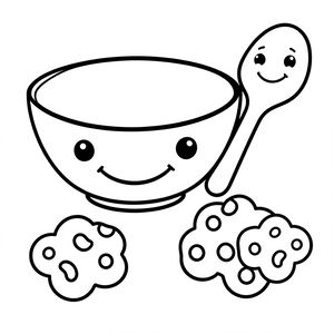 Kolorowanka — proste kontury płatków i łyżki