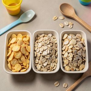 Stacja sensoryczna — miski z płatkami (zbliżenie)