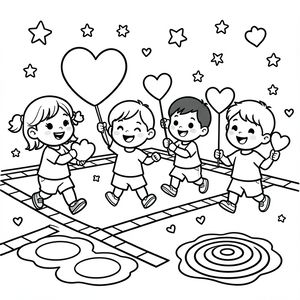 Kolorowanka — Dzieci z prezentami