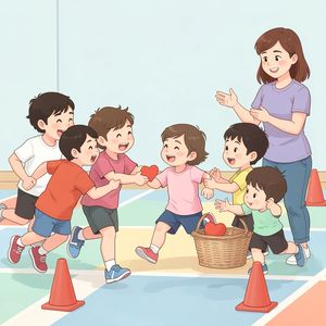 Ilustracja — Przynieś prezent (bieg z przekazywaniem)