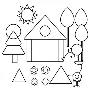 Kolorowanka — scenka z kształtami