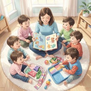 Plakat / ilustracja sceny zajęć — krąg na macie