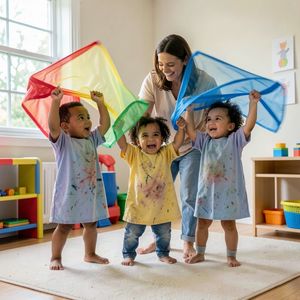 Dzieci machające chustkami