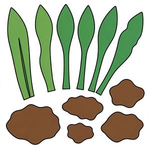 Elementy do wycięcia — listki i ziemia