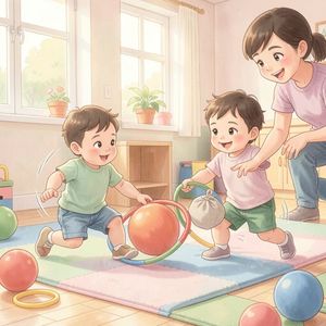 Scena: toczenie piłki i rzut woreczkiem