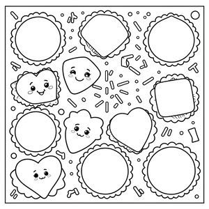 Kolorowanka: kształty pralinek i papilotek