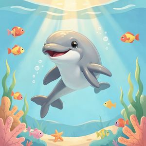 Plakat dekoracyjny — podwodny świat z delfinem