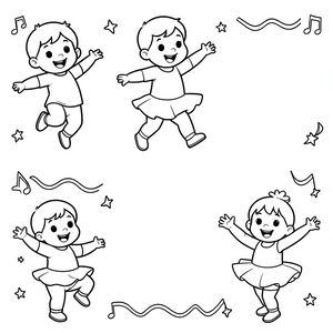 Karta pracy — kolorowanka: tańczące postacie