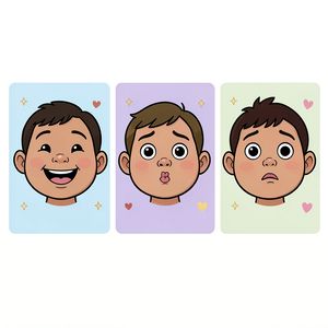 Karty mimik: radość, smutek, zdziwienie