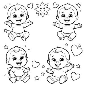 Strona do kolorowania: Uśmiechnięte buzie