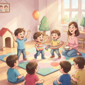 Ilustracja sceny: dzieci przedstawiają mini scenkę