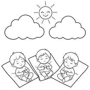 Relaksacja „Chmury odpoczywają” — kolorowanka / strona do wyciszenia