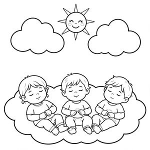 Relaksacja „Chmury odpoczywają” — kolorowanka / strona do wyciszenia