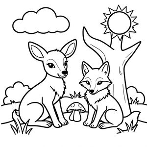 Kolorowanka — jelonek i lisek